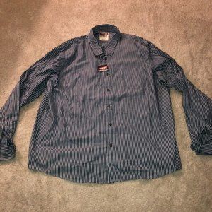 Wrangler‎ Jeans Co. Men's XL 2X Large Button Down Shirt Striped Blue NWT
